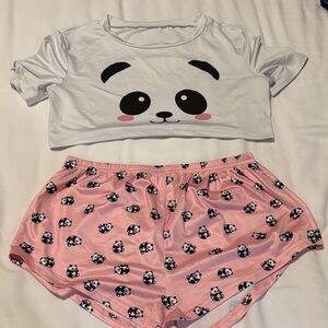 Cute Panda Print Pajama Set